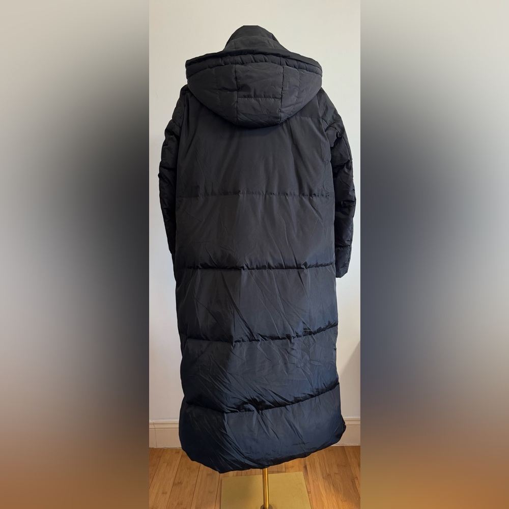 Zara Women's Black Long Down Hooded Puffer Coat - Water/Wind Res - Size: M - Picture 10 of 14